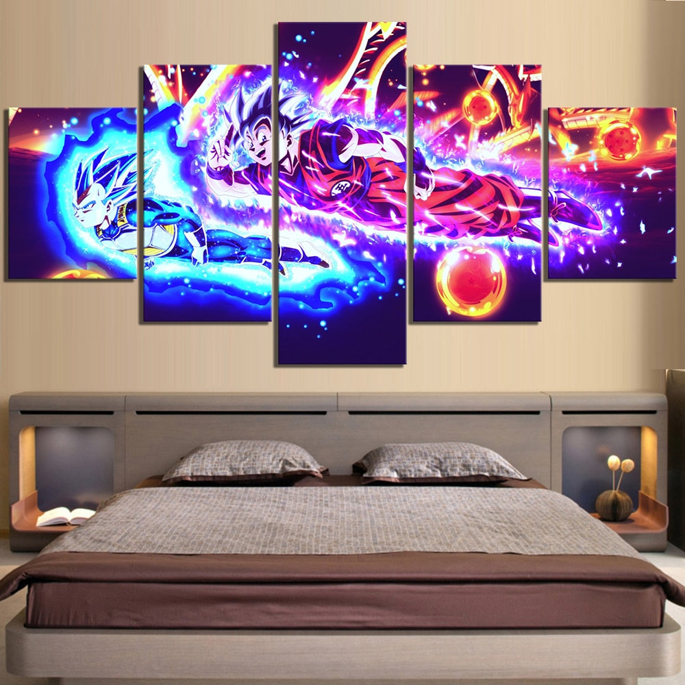 5 Piece Animation Goku Dragon Ball Canvas Printed Wall Pictures Home Decor For Living Room Dragon Ball Poster Canvas Wholesale